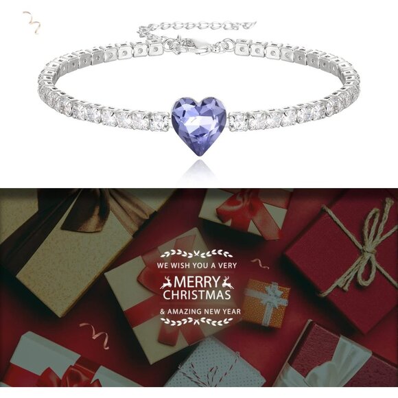 Women's Blue Dainty Trendy Adjustable Tennis Slide Bracelets Jewelry Gift - Picture 4 of 7